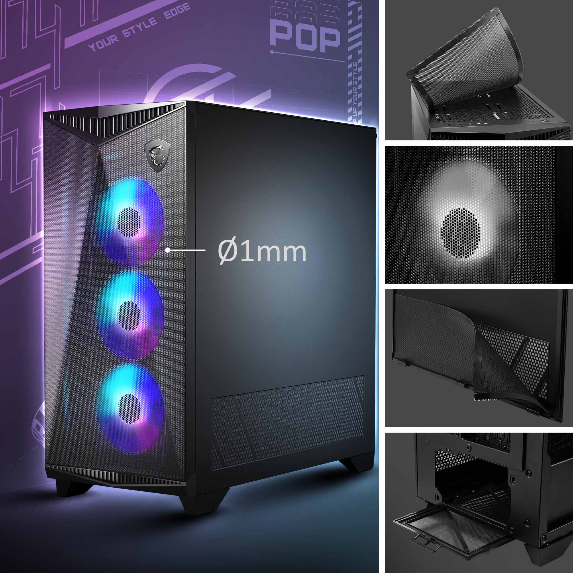 MSI MPG GUNGNIR 300R AIRFLOW, USA, 2xUSB 3.2 Gen 1, 1xUSB